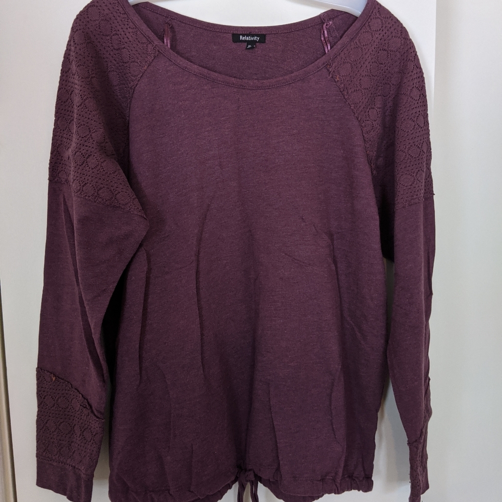 Purple laced long-sleeve with adjustable bottom